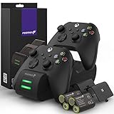 Fosmon Dual 2 Max Charger Compatible with Xbox Series X/S/One/One X/One S Elite Controllers, High Speed Charging with 2X 2200mAh Battery Packs - Black