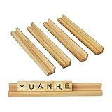 Yuanhe Wooden Scrabble Tile Holders Stand Letter Tray Racks for Crafts and Game, Set of 4