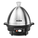 BELLA Rapid Electric Egg Cooker and Omelet Maker with Auto Shut Off, for Easy to Peel, Poached Eggs, Soft, Medium and Hard-Boiled Eggs, 7 Egg Capacity Tray, Single Tier, Black & Steel