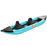 SereneLife 2 Person Inflatable Kayak - Double Kayak with Aluminum Paddles, Repair Kit - Lightweight, Portable Adult Kayaks with High-Output Pump - Durable Vinyl Kayak for Lake, Mild River – Aqua