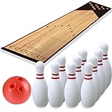 WEMOVE SPORTS Mini Kids Bowling Set – Bowling Pins & Ball Game Set – Full Bowling Alley Games Toys for Kid, Toddler, Adult – Home Indoor Outdoor Backyard Lawn Yard (10 Pins, 1 Ball, 1 Lane Mat)