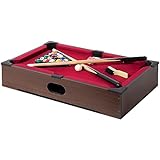 RayChee 20-inch Mini Pool Table & Billiard Set, Miniature Tabletop Portable Billiards Game w/Small Billiards Balls, Pool Cues, Triangle Rack, Chalk, Brush (Woodgrain Color)