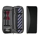UTILE Tie PU Leather Storage Case for Travel – Holder for Mens Ties, Necktie, Bow Tie, Tie Bar and Cufflinks (17.3 x 6.7 x 1.6 Inches) (Black, 1 Unit)