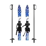 COLOR TREE Toddler Skis with Poles and Bindings, Kids Skis and Poles with Bindings, Beginner Snow Ski Age 2-4, 27 inches, Blue