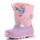 K KomForme Waterproof Girls Snow Boots with Faux Fur Lining, Warm Winter Shoes for Kids (Toddler/Little Kid/Big Kid)