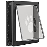 CEESC Large Dog Door for Pets Up to 100 lb, Weatherproof Pet Door for Cats and Dogs, Durable, Snap-in Closing Panel Included, Suitable for Interior and Exterior Doors (Large, Black)