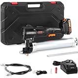 VEVOR Cordless Grease Gun, 20-Volt, 10,000 PSI, 39' Long Hose, Electric Grease Gun Kit Professional High Pressure Battery Powered Grease Gun with Carrying Case, Battery and Charger Included, Black