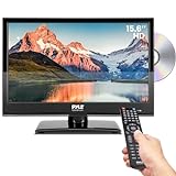 Pyle 15.6 Inch 1080p LED RV Television - Slim Flat Screen Monitor FHD Small TV w/HDMI, RCA, Multimedia Disk/DVD Combo, 12/24 Volt Car Adapter, Wall Mount, Works w/Mac PC, with Remote Control, Black