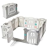 Play22 Foldable Baby Playpen 14 Panel - Kids Safety Activity Play Center - Safety Play Yard Play Pens for Babies - Safety Gates for Indoor and Outdoor Play - Adjustable Shape - NO BPA