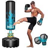 RORALA Punching Bag with Stand 70’’-203lbs, Freestanding Heavy Boxing Bag Including 12OZ Pro Gloves for Adult Youth, Men Stand Kickboxing Bags (Blue)