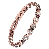 Jecanori Pure Copper Bracelets for Women, Heart Crystal Magnetic Bracelets for Women with 3800 Gauss Ultra Magnets and Sizing Tool