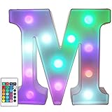 Pooqla Colorful LED Marquee Letter Lights with Remote – Light Up Marquee Signs – Party Bar Letters with Lights Decorations for The Home - Multicolor M