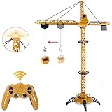 Liberty Imports 6 Channel RC Mega Tower Crane, 50.4 inch Tall 2.4GHz Remote Control Construction Site Toy 680° Rotation Lift Model with Tower Lights and Sounds