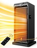 Space Heater, SANVINDER 1500W Portable Heater for Bedroom, ECO Thermostat 90° Oscillating, 24 hours timer, Fast Heating Electric Heater with Remote, Overheat Protection, LED Display for Bedroom Office