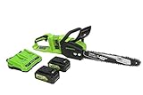Greenworks 48V (2 x 24V) 16' Brushless Cordless Chainsaw (Great For Tree Felling, Limbing, Pruning, and Firewood / 125+ Compatible Tools), (2) 4.0Ah Batteries and Dual Port Rapid Charger Included