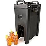 Carlisle FoodService Products Cateraide Insulated Beverage Server with Spigot for Dispensing Hot and Cold Drink Beverages, Plastic, 5 Gallons, Black