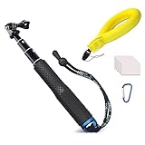 WLPREOE Selfie Stick + Camera Float Accessories Kit for GoPro,19” Waterproof Hand Grip Extension Portable Adjustable Monopod Pole for GoPro Hero 11 10 9 8 MAX 7 Black Silver White/6/5 Black/5S/4/3