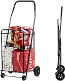 Roll-Motion Folding Shopping Cart, Heavy Duty Grocery Utility Cart with 360-Degree Wheels & Large Wheels, Versatile Rolling Cart with 38 Gal Metal Basket for Warehouse, Supermarket (New and Improved)