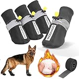YAODHAOD Dog Snow Boots Breathable Socks，Dog Shoes Fleece Snow Booties for Medium to Large Dogs，with Reflective Straps Anti-Slip Sole，Dog Boots & Paw Protectors for Indoor (Black, Small)