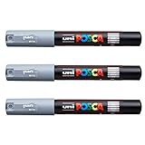POSCA PC-1M by Uni-Ball - Grey [Pack of 3]