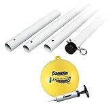 Franklin Sports Tetherball Set - Full Tetherball Game Set with 8' Pole, Rope + Ball Included - Portable Steel Backyard + Beach Kit with Carry Bag - Recreational, White
