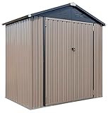Cover-It 6x4 Metal Outdoor Galvanized Steel Storage Shed with Swinging Double Lockable Doors for Backyard or Patio Storage of Bikes, Grills, Supplies, Tools, Toys, for Lawn, Garden, and Camping, Tan