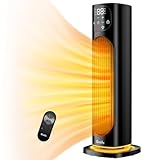 Grelife Space Heater, Portable Heater for Indoor Use, 1500W Fast Quiet Heating Heater with Night Light, Remote, 75° Oscillation, Safety Protection, ECO Mode, 12H Timer, Thermostat, Office, Home, 24 IN