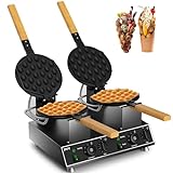 PYY Double Bubble Waffle Maker Commercial Waffle Maker Non-stick Hong Kong Egg Waffle Maker for Home Use Stainless Steel Pancake Maker 180° rotate, 1500W 110V Electric Cone Maker 50-250℃/122-482℉
