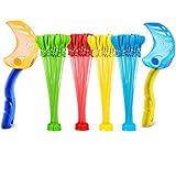 Bunch O Balloons Launcher 2 Pack & 4 Stems by ZURU, Rapid-Filling Self-Sealing Tropical Colored Water Balloons for Outdoor Family, Friends, Children Summer Fun