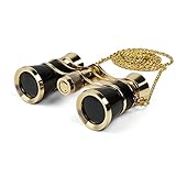 Kingscope 3X25 Vintage Opera Glasses Binoculars for Theater Musical Concert (Black, with Chain)