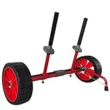 REEYAK Sit On Top Kayak Cart, Heavy-Duty Plug-in Kayak Cart Dolly with 10 Inch Airless Wheels, Width Adjustable for Carrying Kayaks Canoes with Scupper Holes