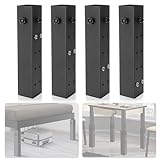 IRONWALLS Dorm Bed Riser Heavy Duty 4 Pack, Square Metal Furniture Risers Adjustable, Desk, Table Bed Lift Risers Leg Risers Height Extenders, Holds Up to 9000lbs, 11.2”, 8”, 5”, 3” Heights