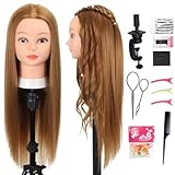 Opini Mannequin Head with Hair 80% Human Hair Straight 26'-28' Doll Head with Hair Cosmetology Mannequin Head Human Hair for Hairdresser (#27 Light brown)