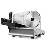 Flexzion Meat Slicer Machine for Home Kitchen Use, Deli Slicer, Electric Meat Cutter Machine, Small Mini Food Slicer Machine for Bacon Beef Jerky Ham Salami Hard Cheese with 7.5' Stainless Steel Blade