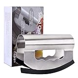 Latauar Mezzaluna Chopper - Double Bladed Salad Chopper with Blade Covers - Stainless Steel Mincing Knife -Rocker Knife - Premium Salad Chopper Knife for Home and Restaurant. Dishwasher Safe.