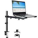 UPGRAVITY Laptop Desk Mount, Single Laptop Computer Mount with Vented Tray for 1 Notebook up to 17 inch, Heavy-Duty Laptop Stand Mount Holds up to 17.6 lbs, Fully Adjustable, Clamp/Grommet Mounting