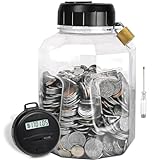 X-Large Piggy Bank for Adults Piggy Bank with Lock, Vcertcpl Digital Counting Coin Bank for Adults with LCD Counter, Great Coin Counter Money Counting Jar with Total Amount Displayed (Black, X-Large)