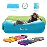 Nevlers 2 Pack Blue & Green Inflatable Loungers Air Sofa Perfect for Beach Chair Camping Chairs or Portable Hammock and Includes Travel Bag Pouch and Pockets | Camping Accessories Blow Up Lounger