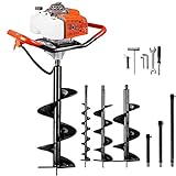 DC HOUSE 63CC Gas Powered Post Hole Digger with 3 Earth Auger Drill Bits 6' 10' 12' and 3 Extension Rods| 2-3 Packages Shipping