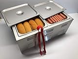 Portable Commercial Hot Dog Cooker and Bun Warmer Steamer for Food Truck and Trailer Concessions 2 Compartment