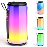 JAUYXIAN D21-Portable Bluetooth Speaker, Wireless Waterproof Speaker with Colorful Lights, Support TWS/TF Card/USB/AUX, Loud HD Stereo Sound, Robust Bass, Lightweight for Party/Outdoor/Camping