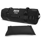 KHTO Sandbags for Fitness – Workout Sandbags Heavy Duty – 5-25 Lbs Sandbag Weights – Includes Skipping Rope and Sweat Towels – Multifunctional Fitness Gear for All Levels (Black - S)