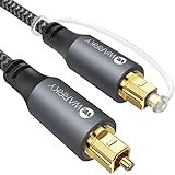 Warrky Optical Audio Cable, 6ft / 1.8m Optical Cable for Soundbar [Nylon Braided, Slim Metal Case, Gold-Plated Plug], Digital Optical Audio Cable Compatible with Samsung, Vizio, LG, Bose, Sony, Sonos
