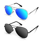 MOTOEYE Polarized Aviator Sunglasses for Kids Girls Boys Children Pack of 2 from 4 to 15 years old