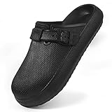 Damyuan Clogs for Men Wide Round Toe Flat Mules Water Sandals House Slipper Garden Nurse Work Shoes Black Size 8.5/9.5