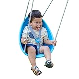 Swurfer Coconut - Your Child's First Swing with Blister Free Rope and 3-Point Safety Harness - Indoor and Outdoor - Swing for Babies and Toddlers - Ages 9 + Months - Up to 50 lbs, Blue