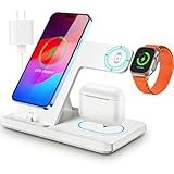 Charging Station for iPhone Multiple Devices, Foldable 3 in 1 Fast Charging Stand Dock for AirPods & iPhone 14 13 12 11 Pro X Max XS XR 8 7 Plus 6, Apple Watch Charger for Apple Watch with Adapter