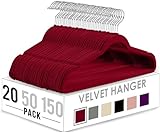 Utopia Home Velvet Hangers 20 Pack - Non-Slip Clothes Hangers - Burgundy Hangers - Suit Hangers with 360 Degree Rotatable Hook - Heavy Duty Coat Hangers - Pants Hangers