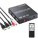 3x1 HDMI Switch with Audio Extractor, Proster 3 Port 4K HDMI Switcher HDMI Audio Converter Include PIP IR Remote and 3.5mm Male to 2 RCA Female Stereo Audio Cable