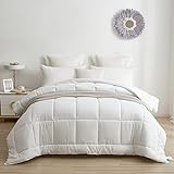 BedTreat Down Alternative Comforter with Corner Tabs - Summer Quilted Light Weight Queen Size 140 GSM White Comforter, Machine Washable Microfiber Bedding